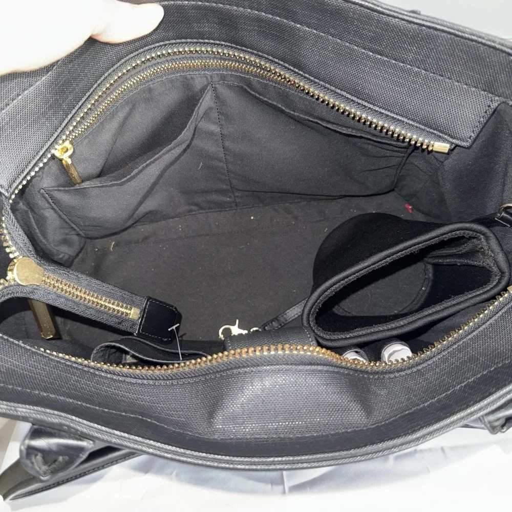 DAGNE DOVER Black Coated Canvas Large Laptop Computer Work Tote Diaper Bag Purse